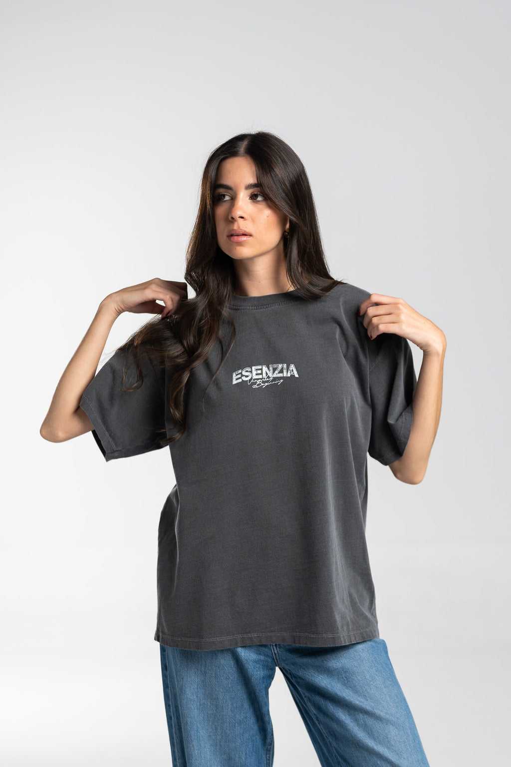 BLACK FABRIC TEE